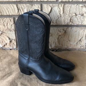 Black Western Leather Boots Cowboy Size 8